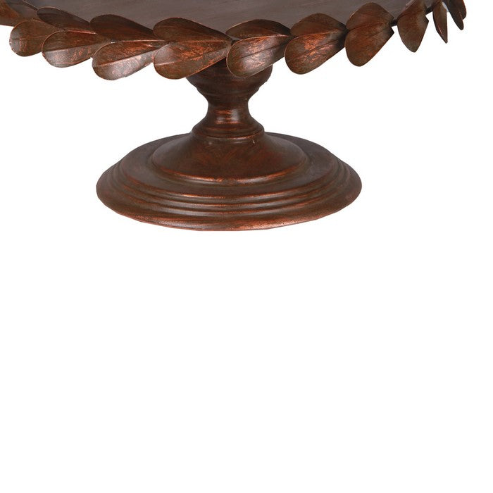 Traditional Tray with Petal Motif on Pedestal Base, Small, Copper