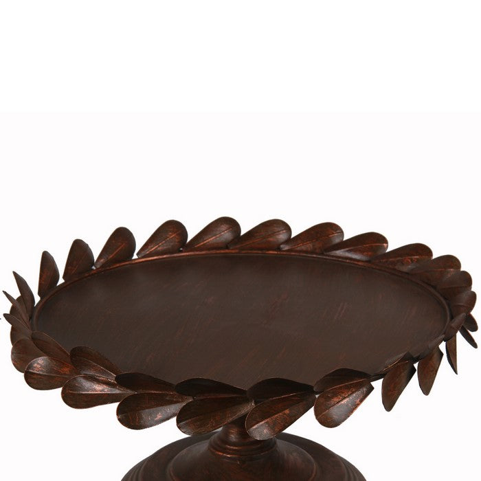 Traditional Tray with Petal Motif on Pedestal Base, Medium, Copper