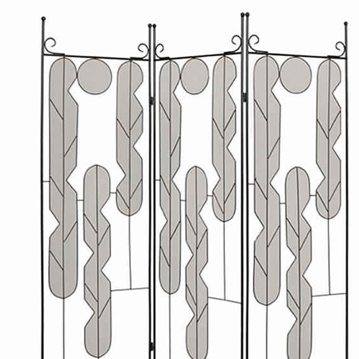 Metal Screen with Beautiful Abstract Wire Inset Design, Black and Silver
