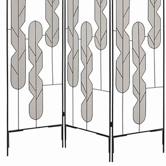 Metal Screen with Beautiful Abstract Wire Inset Design, Black and Silver