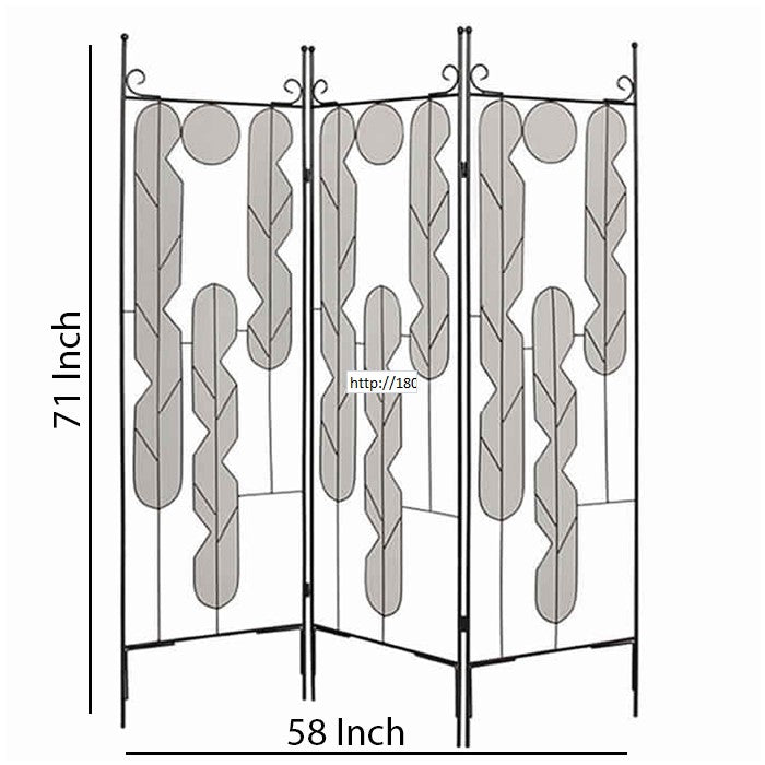 Metal Screen with Beautiful Abstract Wire Inset Design, Black and Silver