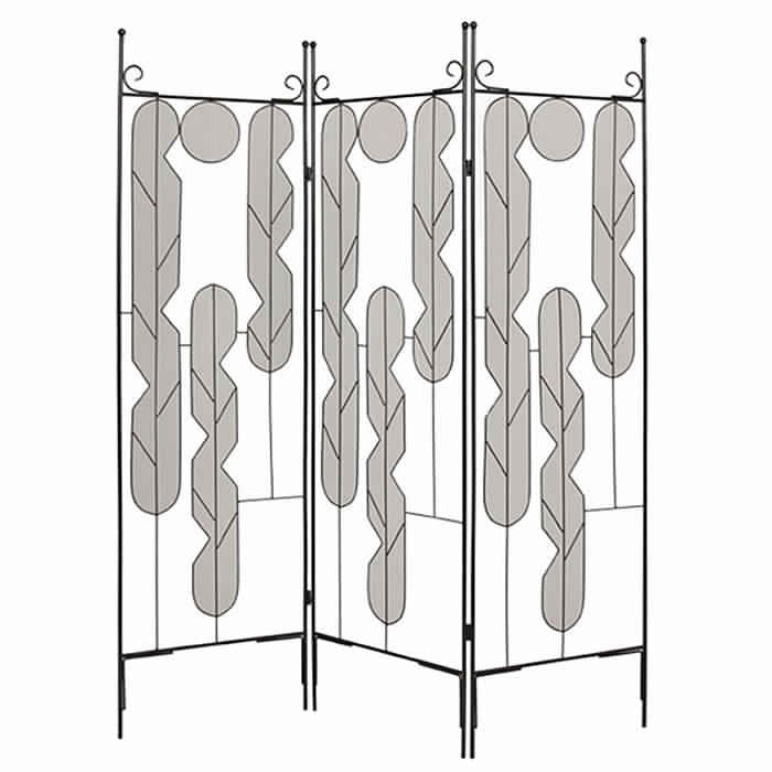 Metal Screen with Beautiful Abstract Wire Inset Design, Black and Silver