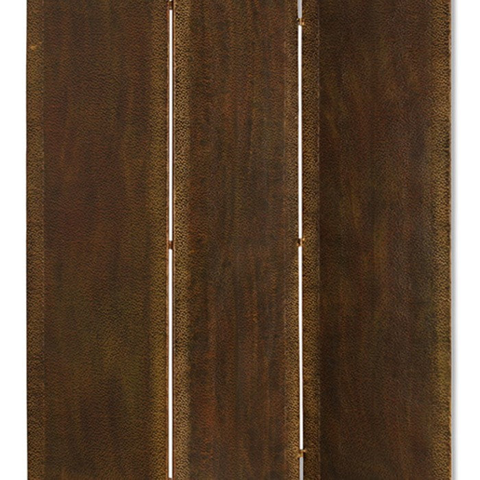Metal 3 Panel Screen with Textured Nub Head Accent Borders, Brown