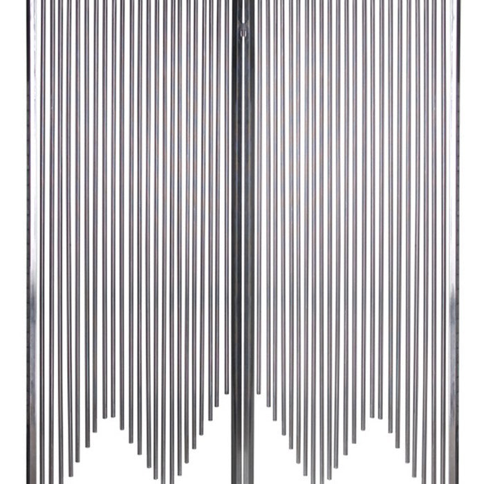 2 Panel Foldable Room Divider with Vertical Metal Design, Small, Silver