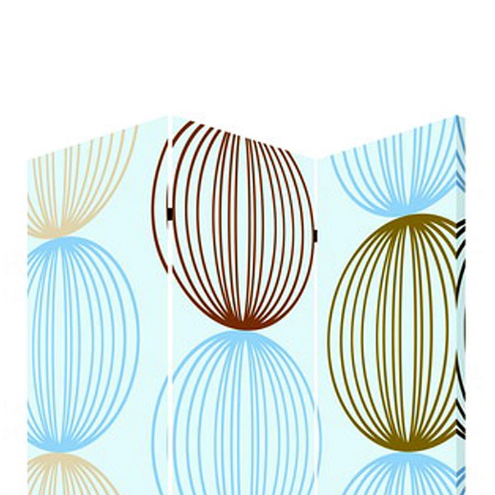 3 Panel Canvas Made Foldable Screen with Sphere Print, Multicolor