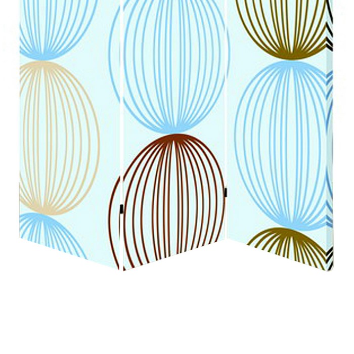 3 Panel Canvas Made Foldable Screen with Sphere Print, Multicolor