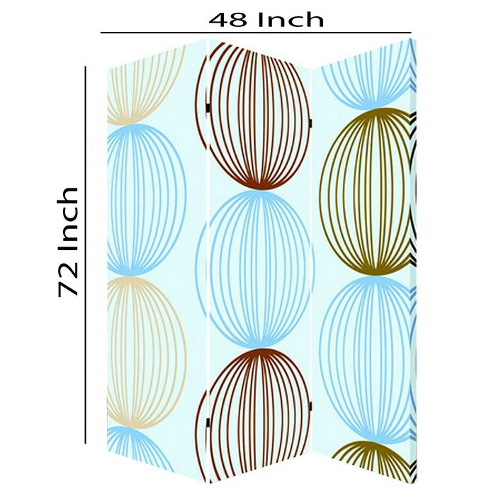 3 Panel Canvas Made Foldable Screen with Sphere Print, Multicolor