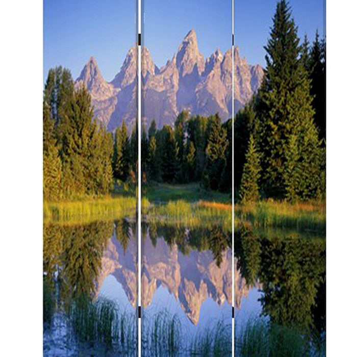 3 Panel Landscape Print Foldable Canvas Screen, Multicolor