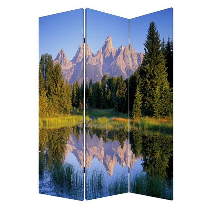 3 Panel Landscape Print Foldable Canvas Screen, Multicolor