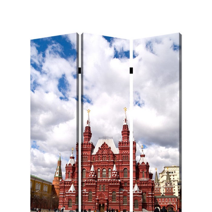 Russian Tower Print Foldable Canvas Screen with 3 Panels, Multicolor