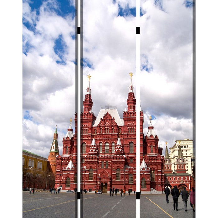 Russian Tower Print Foldable Canvas Screen with 3 Panels, Multicolor