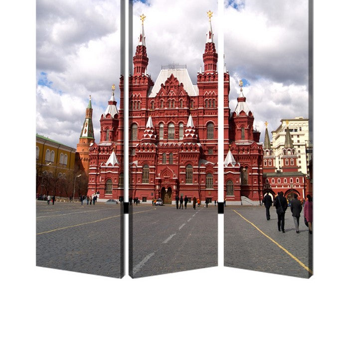 Russian Tower Print Foldable Canvas Screen with 3 Panels, Multicolor