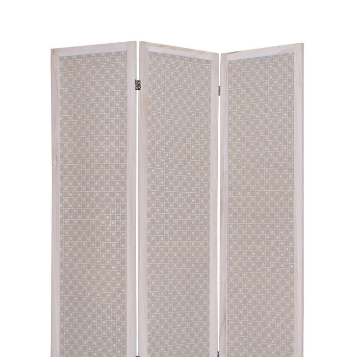 3 Panel Transitional Fabric Screen with Floral Details, Brown