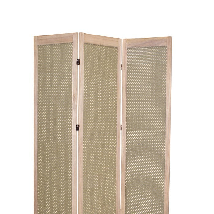 3 Panel Transitional Fabric Screen with Dotted Star Print, Brown