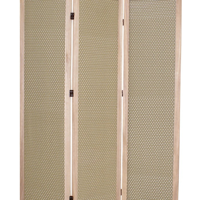 3 Panel Transitional Fabric Screen with Dotted Star Print, Brown