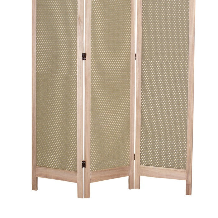 3 Panel Transitional Fabric Screen with Dotted Star Print, Brown