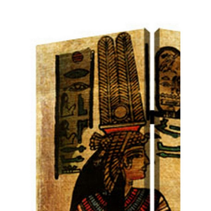 3 Panel Egyptian Safari Print Foldable Room Divider, Multicolor