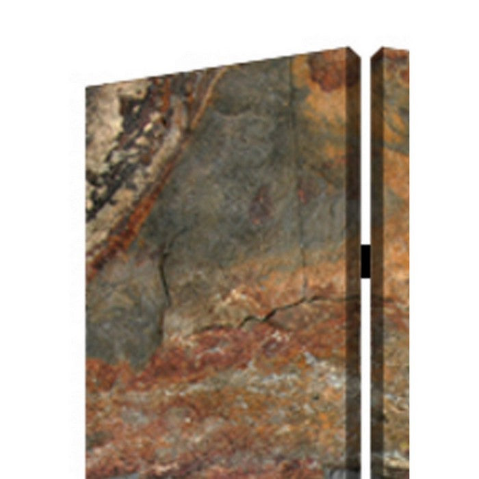 3 Panel Canvas and Metal Frame Room Divider, Slate Brown