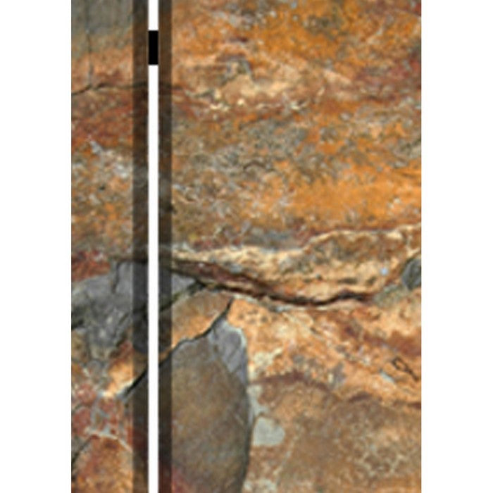 3 Panel Canvas and Metal Frame Room Divider, Slate Brown
