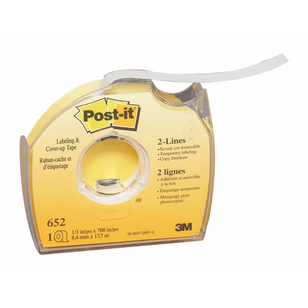 Post-it 652 Labeling & Cover-Up Tape, Non-Refillable, 1/3" x 700" Roll