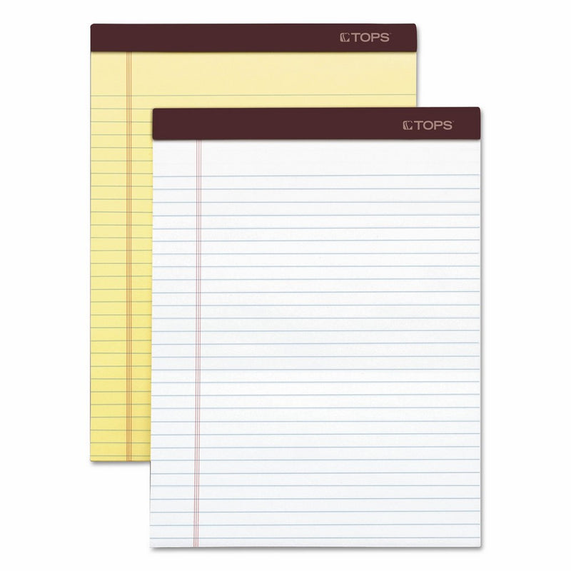 TOPS 63950 Docket Ruled Perforated Pads, 8 1/2 x 11 3/4, Canary, 50 Sheets (Pack of 12)