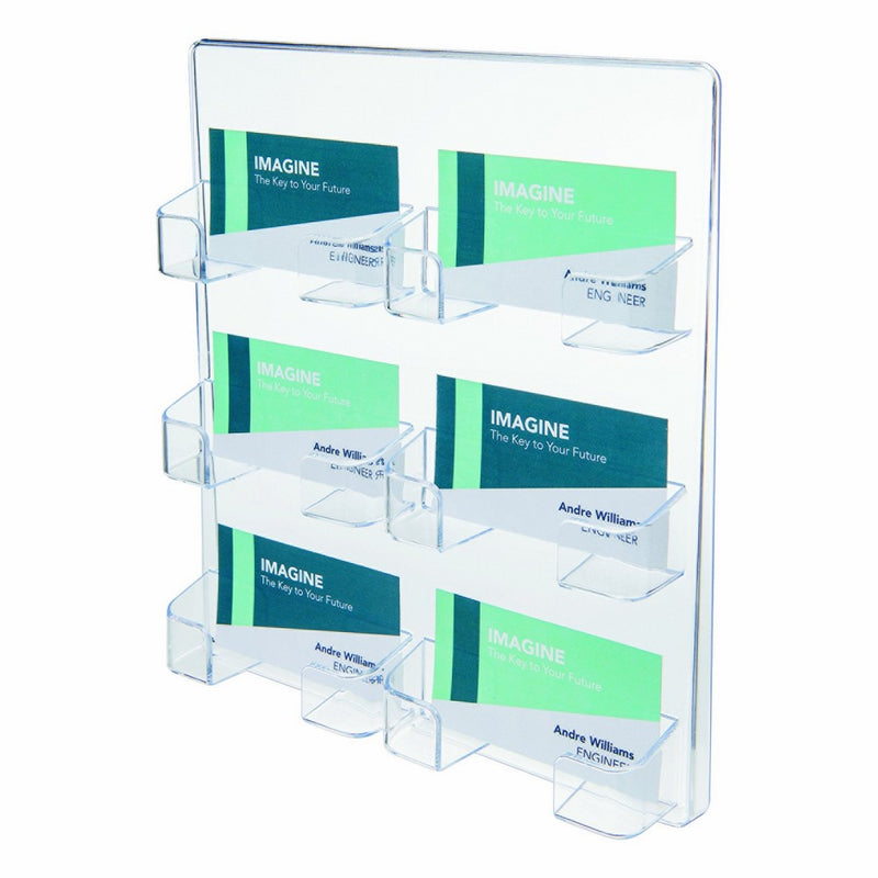 deflect-o 70601 6-Pocket clear plastic wall mount business card holder, 8-3/8w x 1-1/2d x 9-3/4h