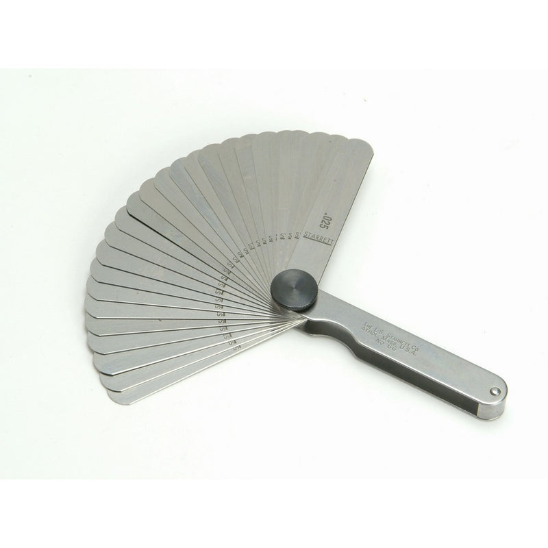 Starrett 66 Thickness Gage Set With Straight Leaves, 0.0015-0.025"Thickness, 3-1/32" Length, 26 Leaves