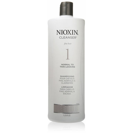 Nioxin Cleanser, System 1 (Fine Hair/Normal to Thin-Looking) Shampoo, 33.8 Ounce