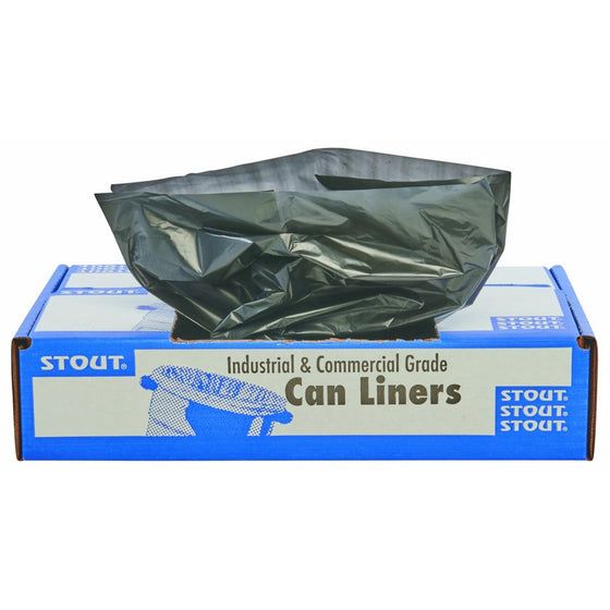 STOUT by Envision T5051B15 Total Recycled Content Bags, 100% Recyled Plastic, 50" x 51", 65 gal capacity, 1.50 mil thickness, Brown/Black (Pack of 100)