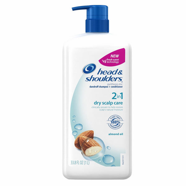 Head and Shoulders Dry Scalp Care With Almond Oil 2-In-1 Dandruff Shampoo And Conditioner With Pump 33.8 Fl Oz