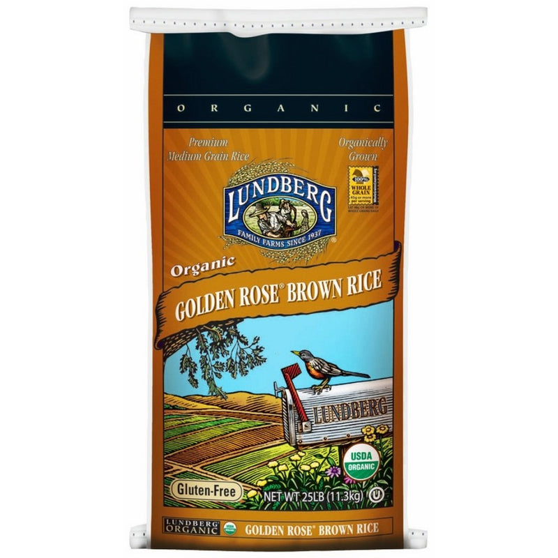 Lundberg Organic Golden Rose Medium Grain Brown Rice, 25-Pound