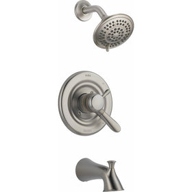 Delta T17438-SS Lahara 17 Series Dual-Function Tub and Shower Trim Kit with 5-Spray Touch Clean Shower Head, Stainless (Valve Not Included)