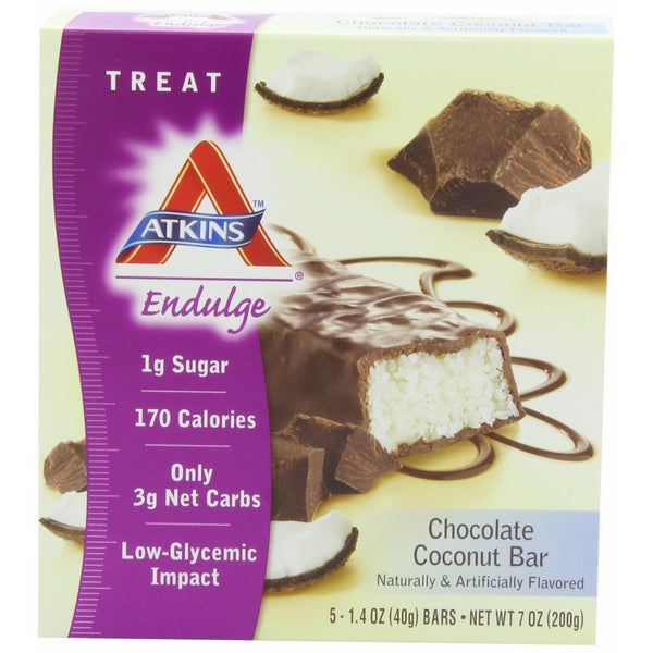 Atkins Endulge Bars, Chocolate Coconut, 5-Count 1.4-Ounce Bars (Pack of 3)