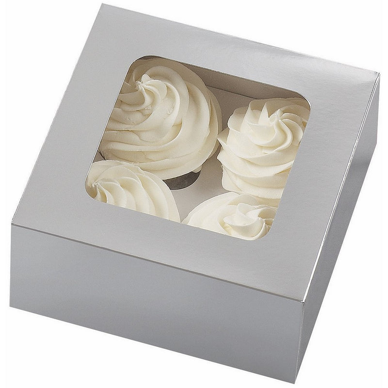 Wilton 4 Cavity Silver Cupcake Boxes, 3 Count