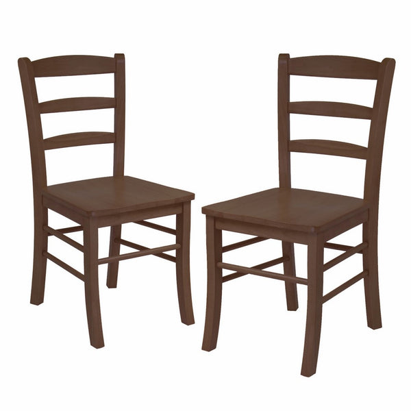 Winsome Wood Ladder Back Chair, RTA, Antique Walnut, Set of 2