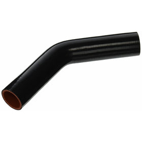 HPS HTSEC45-150-BLK Silicone High Temperature 4-ply Reinforced 45 degree Elbow Coupler Hose, 75 PSI Maximum Pressure, 4" Leg Length on each side, 1-1/2" ID, Black