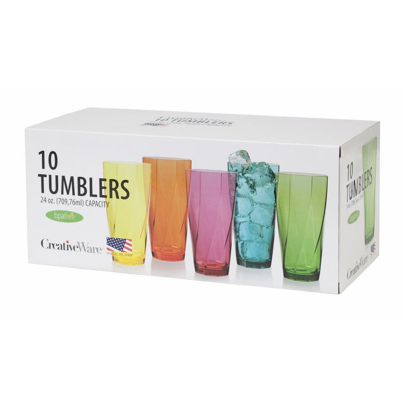 CreativeWare Twist 24-Ounce Tumblers, Set of 10