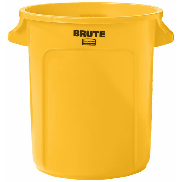 Rubbermaid Commercial BRUTE Heavy-Duty Round Waste/Utility Container with Venting Channels, 10-gallon, Yellow (FG261000YEL)