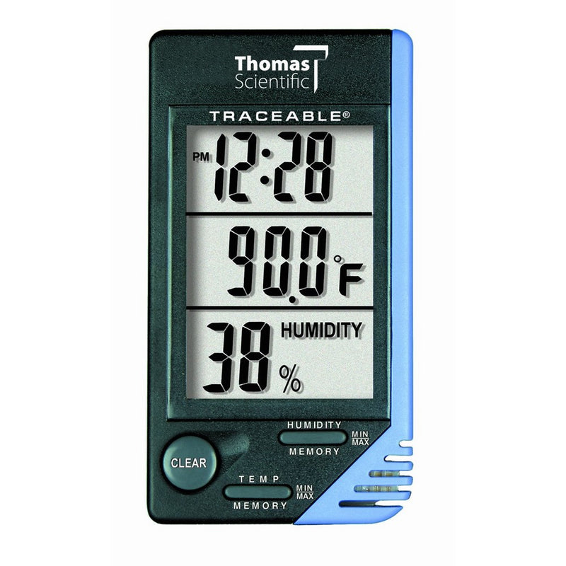 Thomas Traceable Thermometer/Clock, /- 1 degree C Accuracy