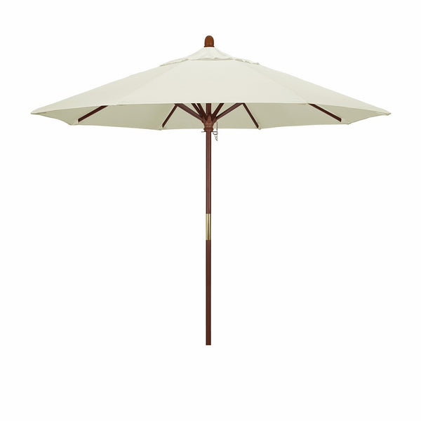 California Umbrella 9' Round Hardwood Frame Market Umbrella, Stainless Steel Hardware, Push Open, Pacifica Canvas