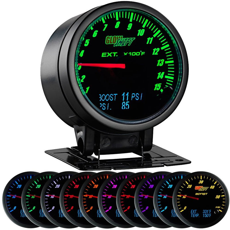 3in1 Black Face Pyrometer, Digital Boost, and Pressure Gauge