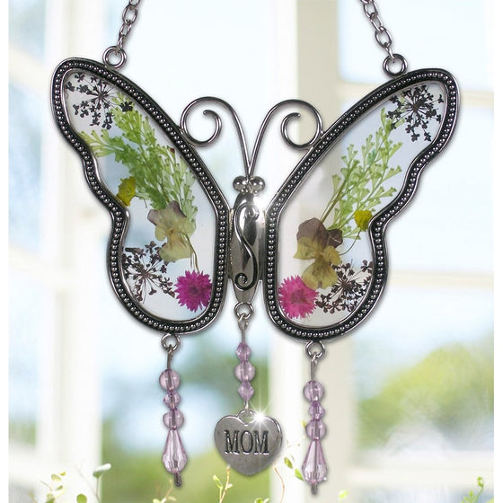 Banberry Designs Mom Butterfly Mother Suncatcher with Pressed Flower Wings - Butterfly Suncatcher - Mom Gifts - Gifts for Mom - Gifts for Mothers