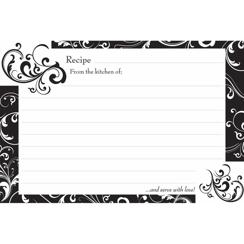 Brownlow Gifts 4" x 6" Lined Recipe Cards, Black and White, 36-Count