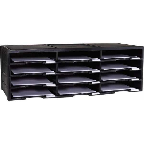 Storex 12-Compartment Literature Organizer/Document Sorter, Black (61602U01C)