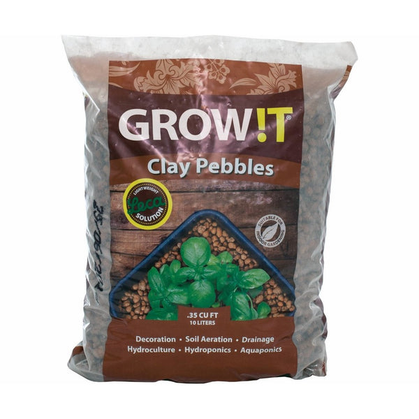 Hydrofarm GROW!T GMC10L Clay Pebbles 10 Liter Bag, 4mm-16mm