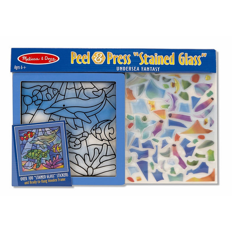 Melissa & Doug Peel and Press Stained Glass Sticker Set: Undersea Fantasy - 100 Stickers, Frame