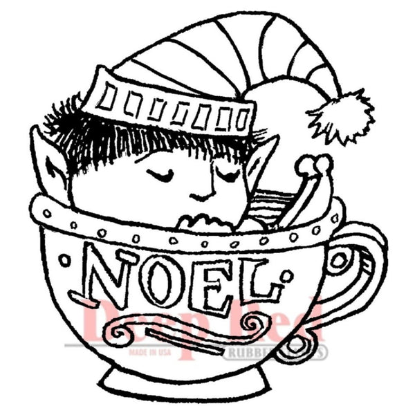 Deep Red Stamps Noel Elf Rubber Stamp