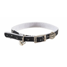 Rogz Catz TrendyCat Small 1/8" Luxury Soft Pin Buckle Cat Collar, Black Design