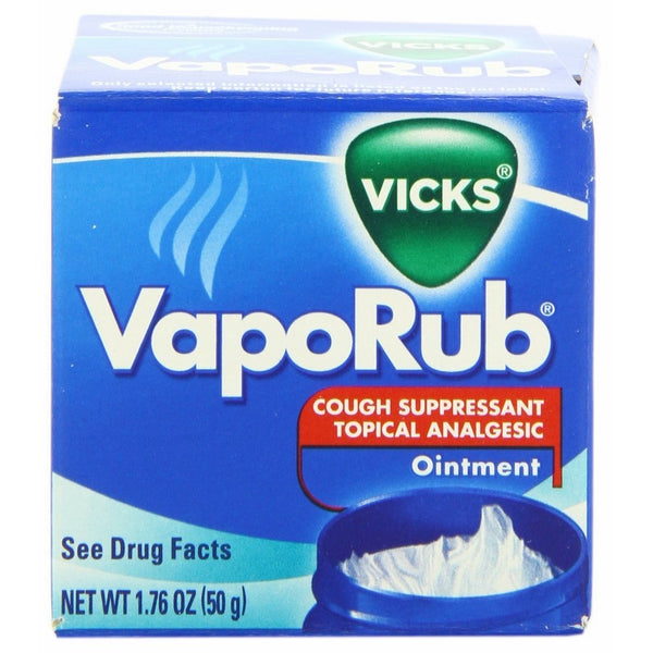 Vicks Vaporub Cough Suppressant Topical Analgesic Ointment 1.76 Oz, (50g) (Pack of 4)