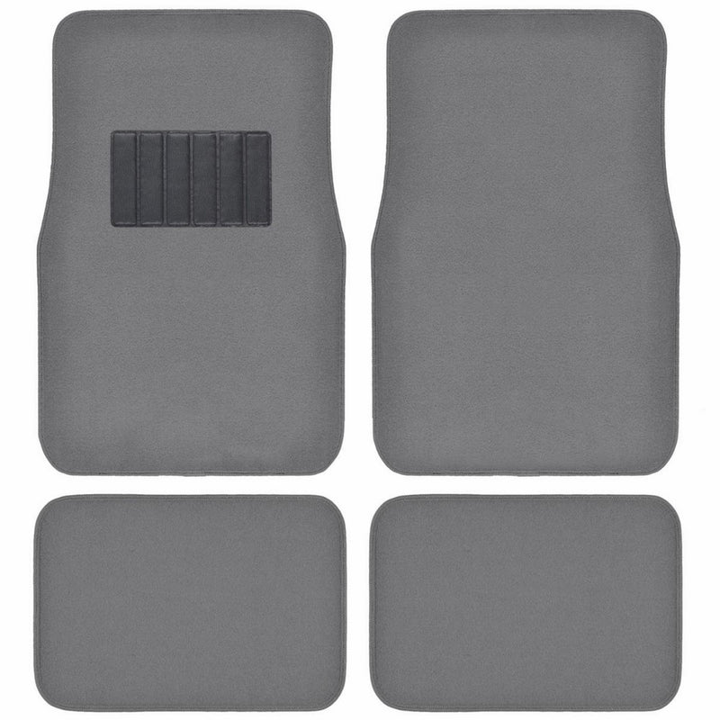 BDK Classic Carpet Floor Mats for Car & Auto - Universal Fit -Front & Rear withHeelpad (Medium Gray)